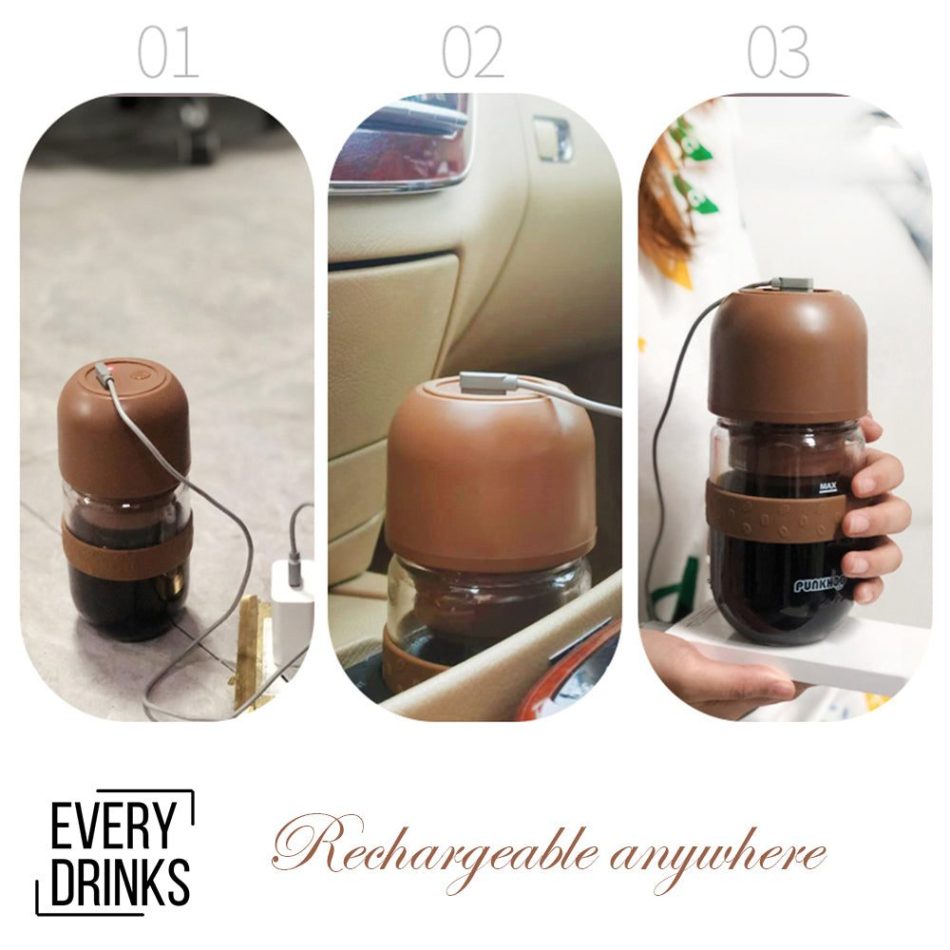Pink All in1 Anywhere Portable Drip Pour Over Coffee Maker + Electric Grinder + Juice Blender Anywhere Freshly Ground Coffee - Image 8