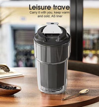 460ml Double wall insulated Coffee Cup Black
