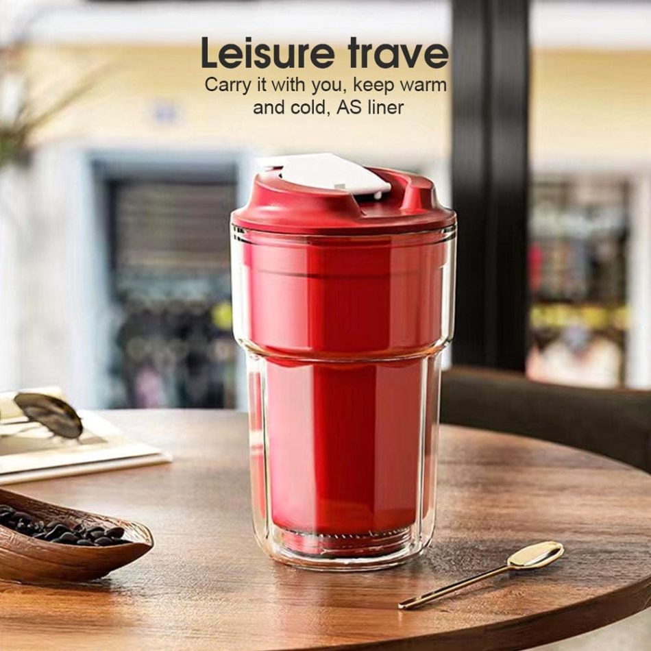 460ml Double wall insulated Coffee Cup Red - Image 2