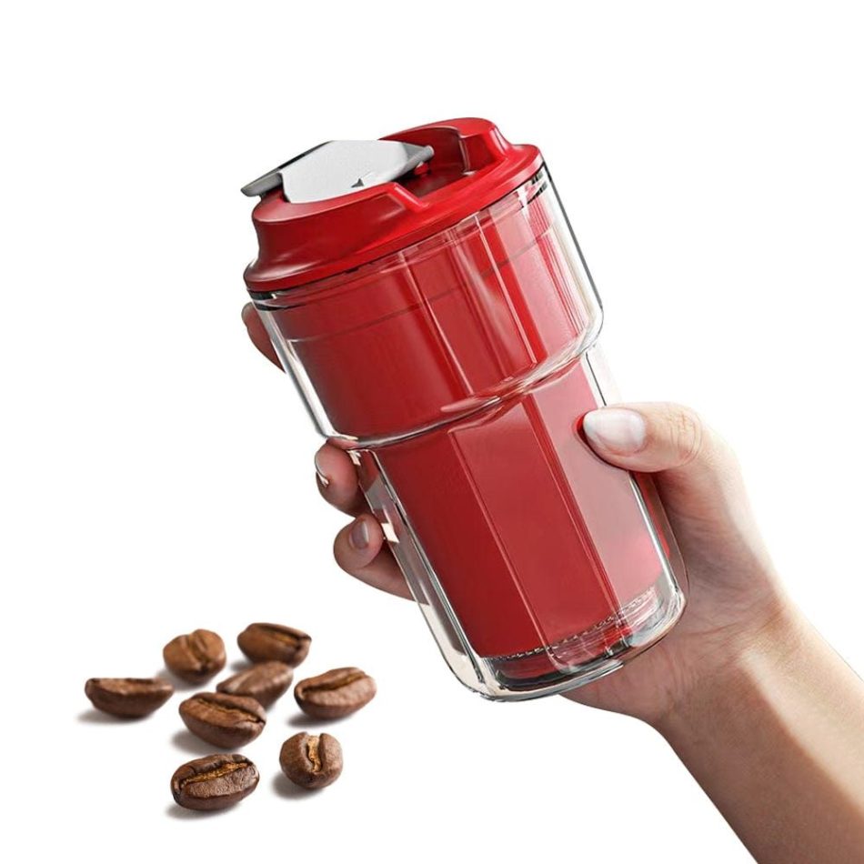 460ml Double wall insulated Coffee Cup Red - Image 3