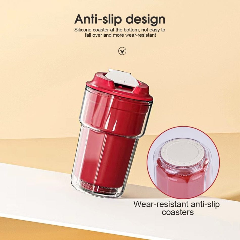 460ml Double wall insulated Coffee Cup Red - Image 5