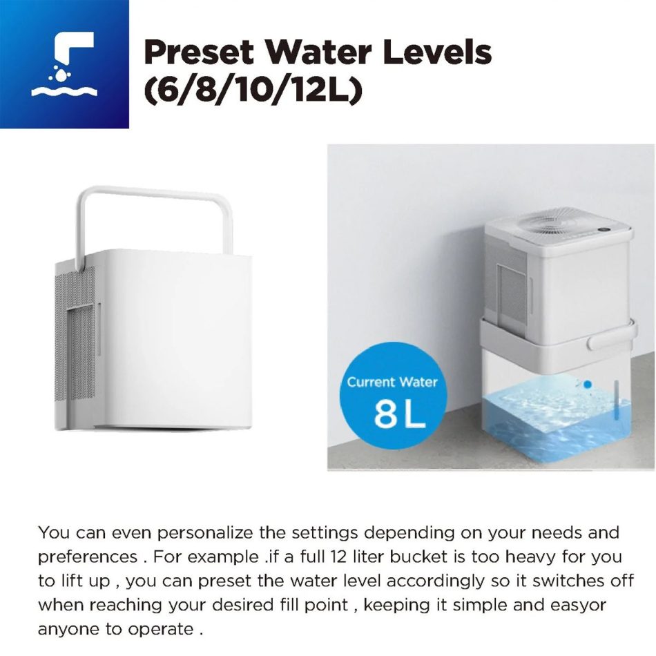 Midea Smart Cube Dehumidifier 20L/Day 12L Water Tank Compact Storage Full Water Warning - Image 8