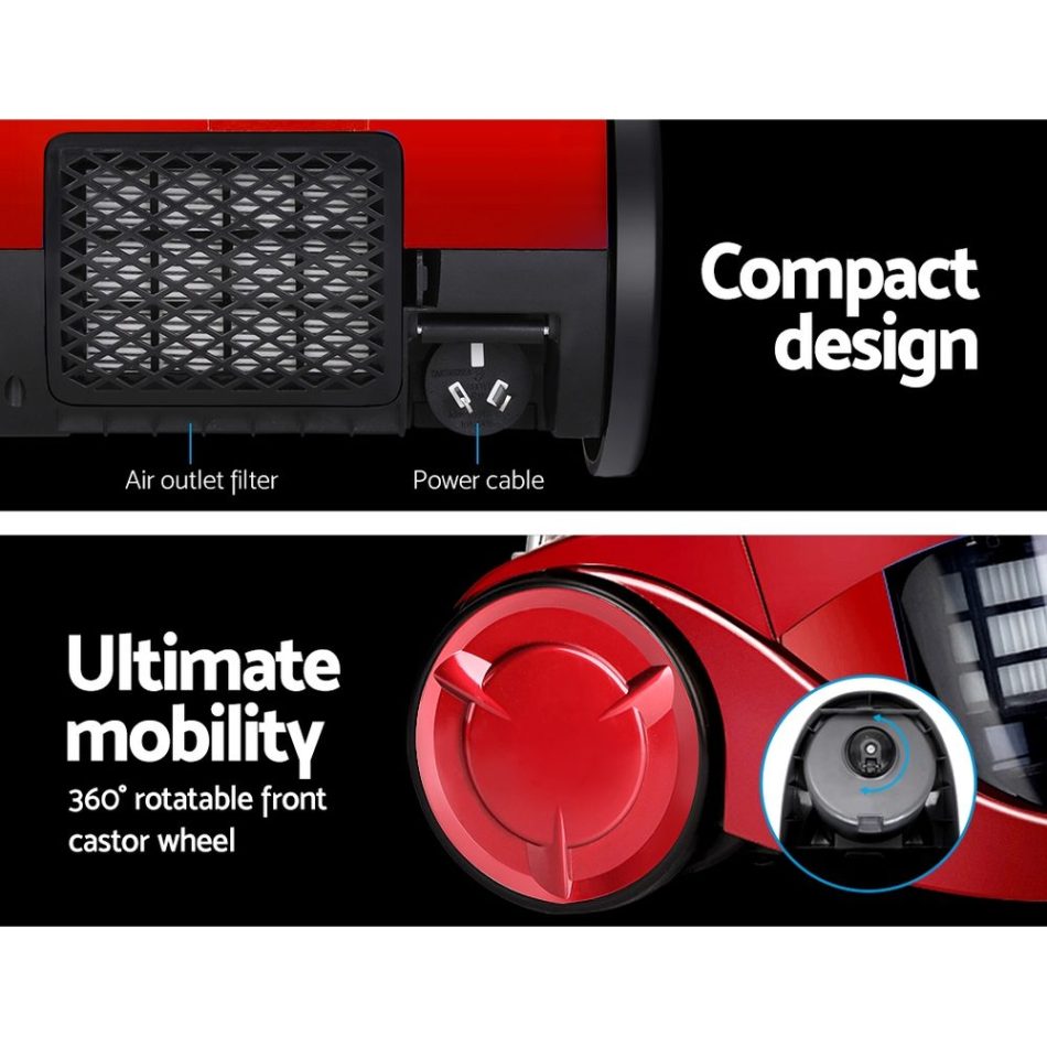 Devanti 2200W Bagless Vacuum Cleaner Red - Image 5