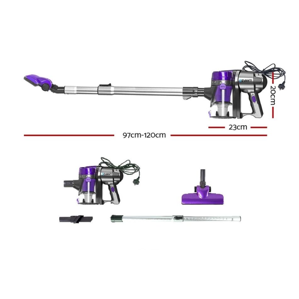 Devanti Stick Vacuum Cleaner Handheld Corded 450W Purple - Image 2
