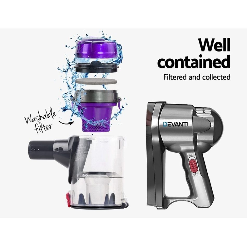 Devanti Stick Vacuum Cleaner Handheld Corded 450W Purple - Image 6