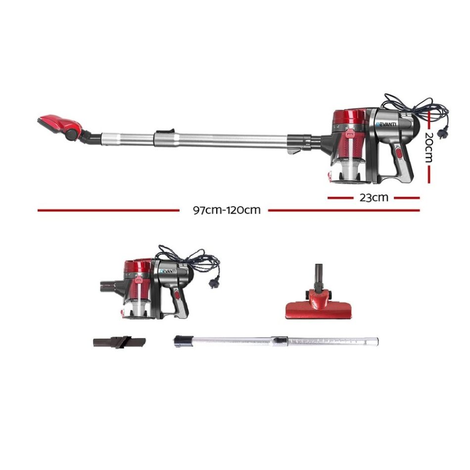 Devanti Stick Vacuum Cleaner Handheld Corded 450W Red - Image 2