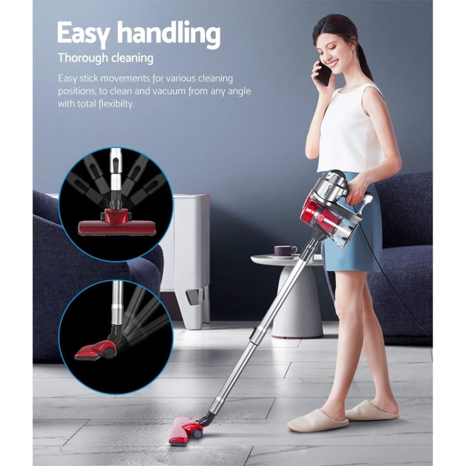 Devanti Stick Vacuum Cleaner Handheld Corded 450W Red - Image 4