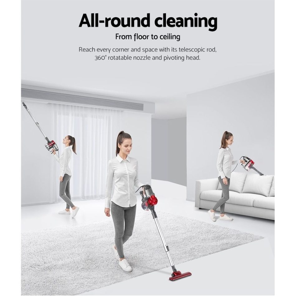 Devanti Stick Vacuum Cleaner Handheld Corded 450W Red - Image 5