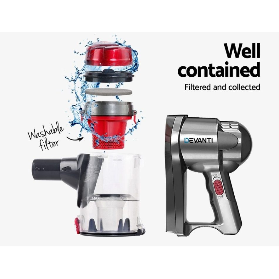 Devanti Stick Vacuum Cleaner Handheld Corded 450W Red - Image 6