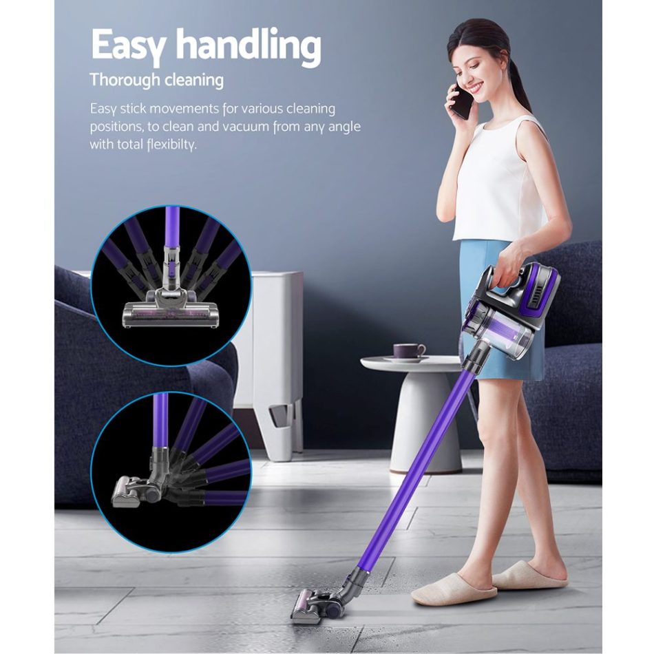 Devanti Stick Vacuum Cleaner Bagless Cordless 150W Purple - Image 3