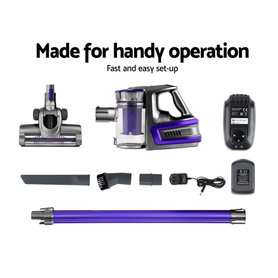 Devanti Stick Vacuum Cleaner Bagless Cordless 150W Purple - Image 6