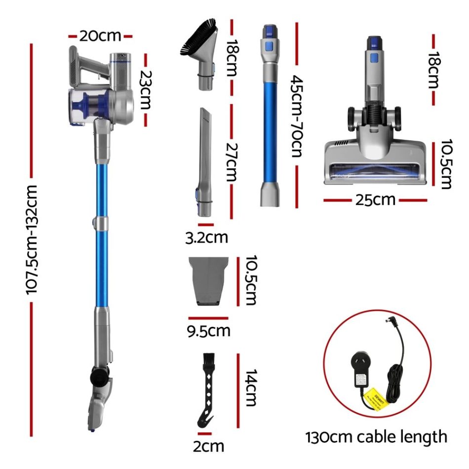 Devanti 300W Stick Vacuum Cleaner Cordless Self-Standing - Image 2