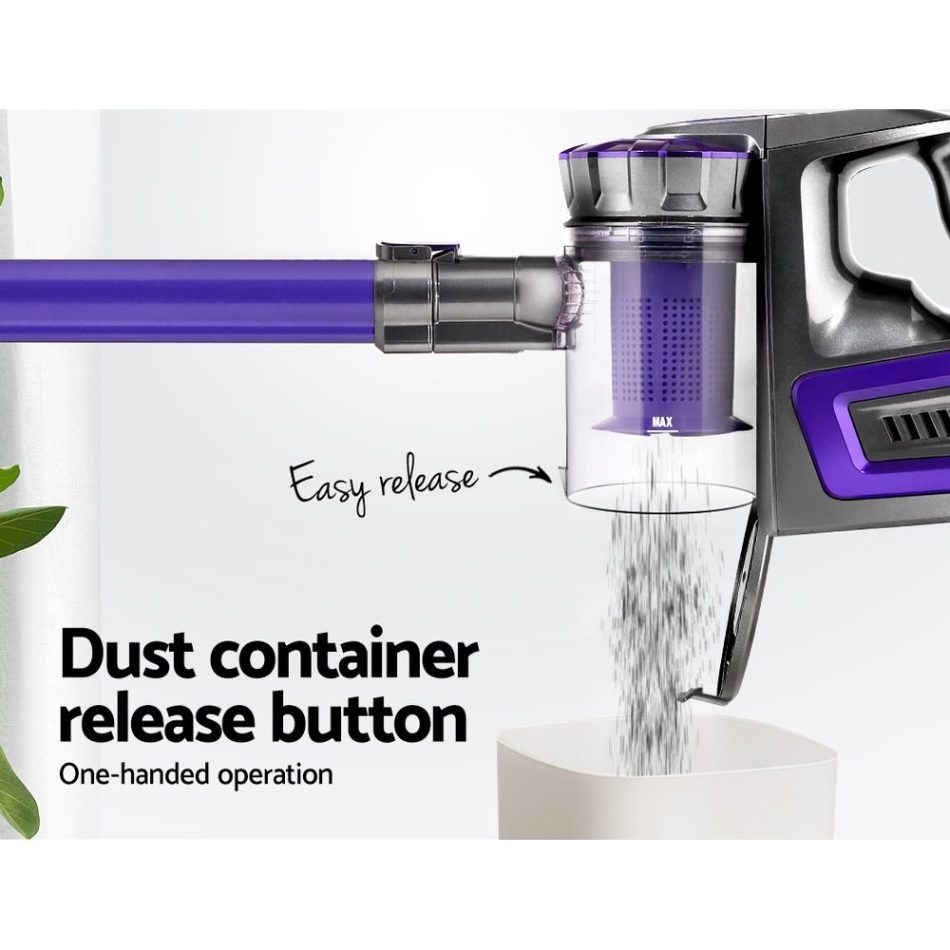 Devanti Stick Vacuum Cleaner Cordless HEPA Filter Purple - Image 5