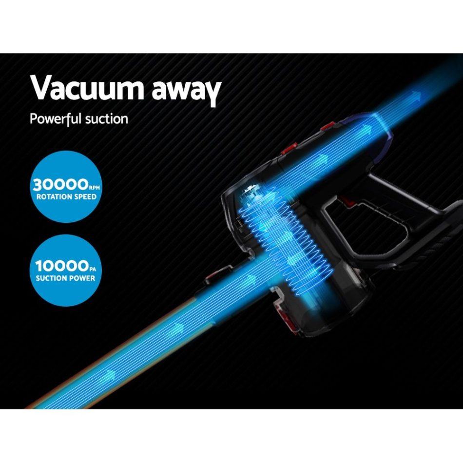 Devanti Stick Vacuum Cleaner Cordless HEPA Filter Gold 150W - Image 5
