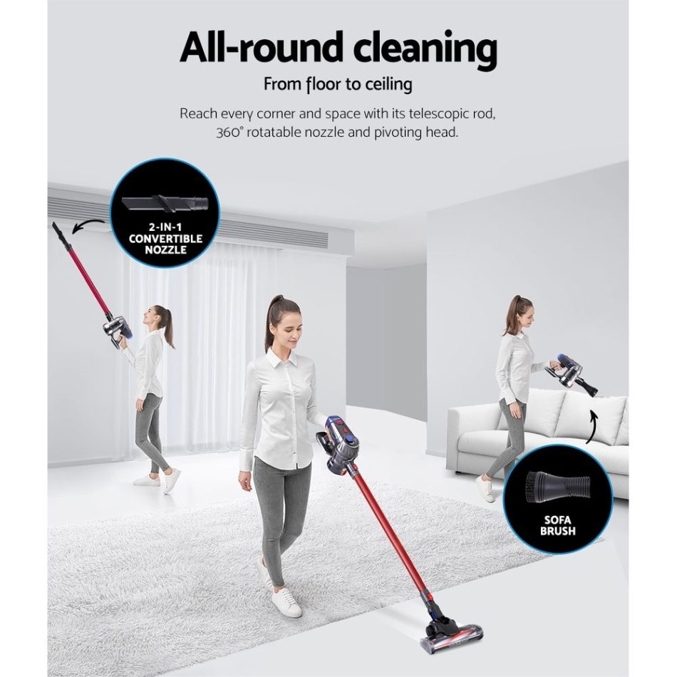 Devanti Stick Vacuum Cleaner HEPA Filter Red 150W - Image 6