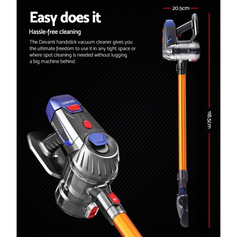 Devanti Stick Vacuum Cleaner Bagless Cordless 150W Gold - Image 2