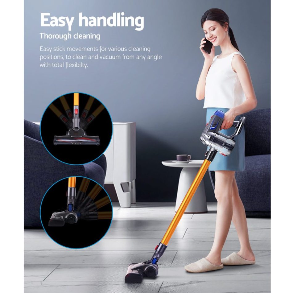 Devanti Stick Vacuum Cleaner Bagless Cordless 150W Gold - Image 3