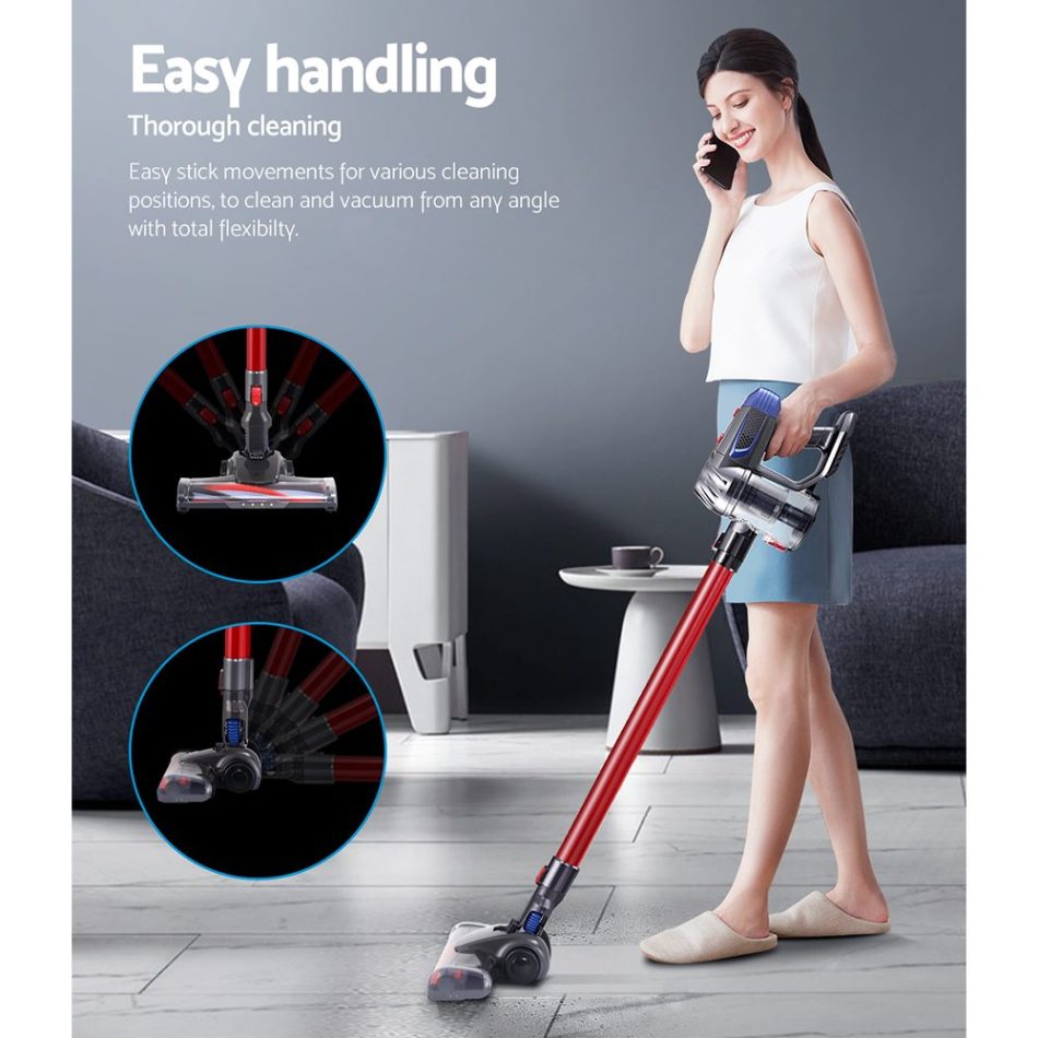 Devanti Stick Vacuum Cleaner Bagless Cordless Red 150W - Image 3