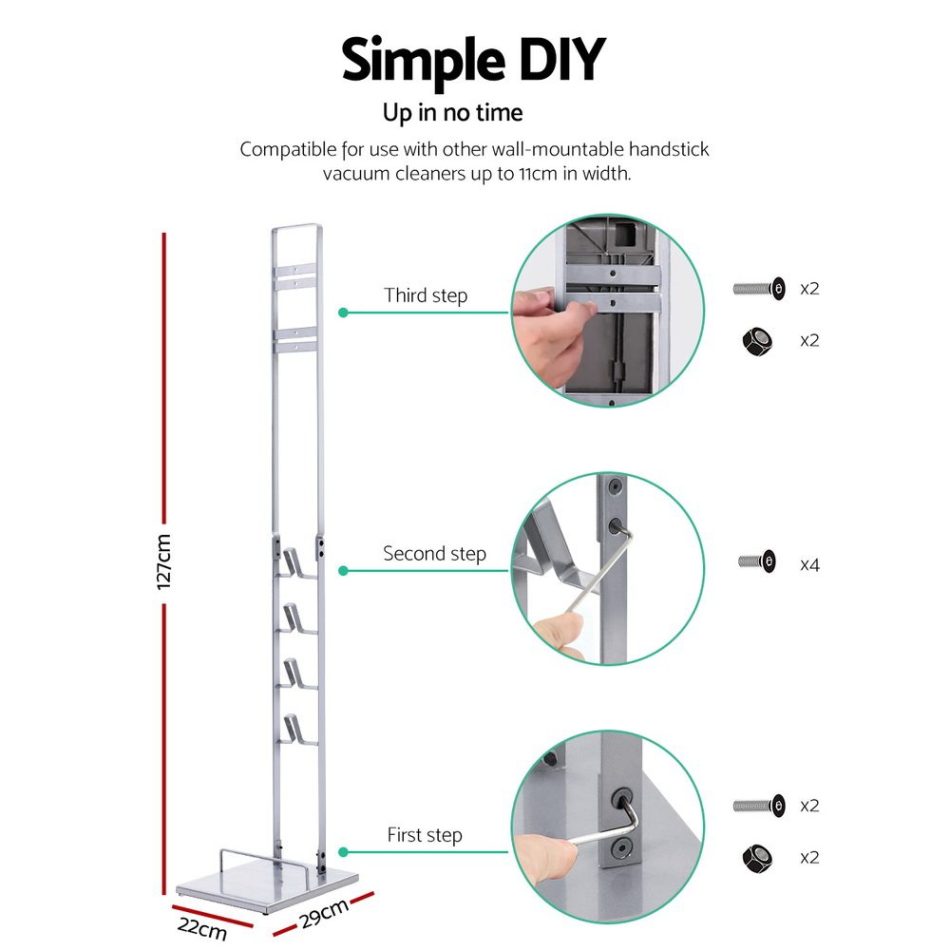 Artiss Freestanding Dyson Vacuum Cleaner Stand for V6 7 8 10 11 Silver - Image 2