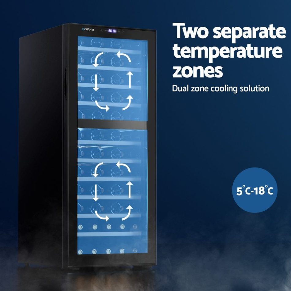 Devanti Wine Fridge Cooler Compressor Dual Zone 80 Bottles - Image 4