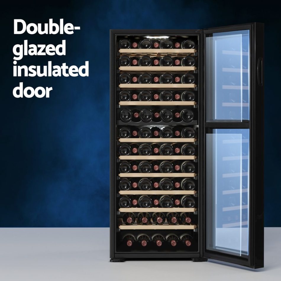 Devanti Wine Fridge Cooler Compressor Dual Zone 80 Bottles - Image 6