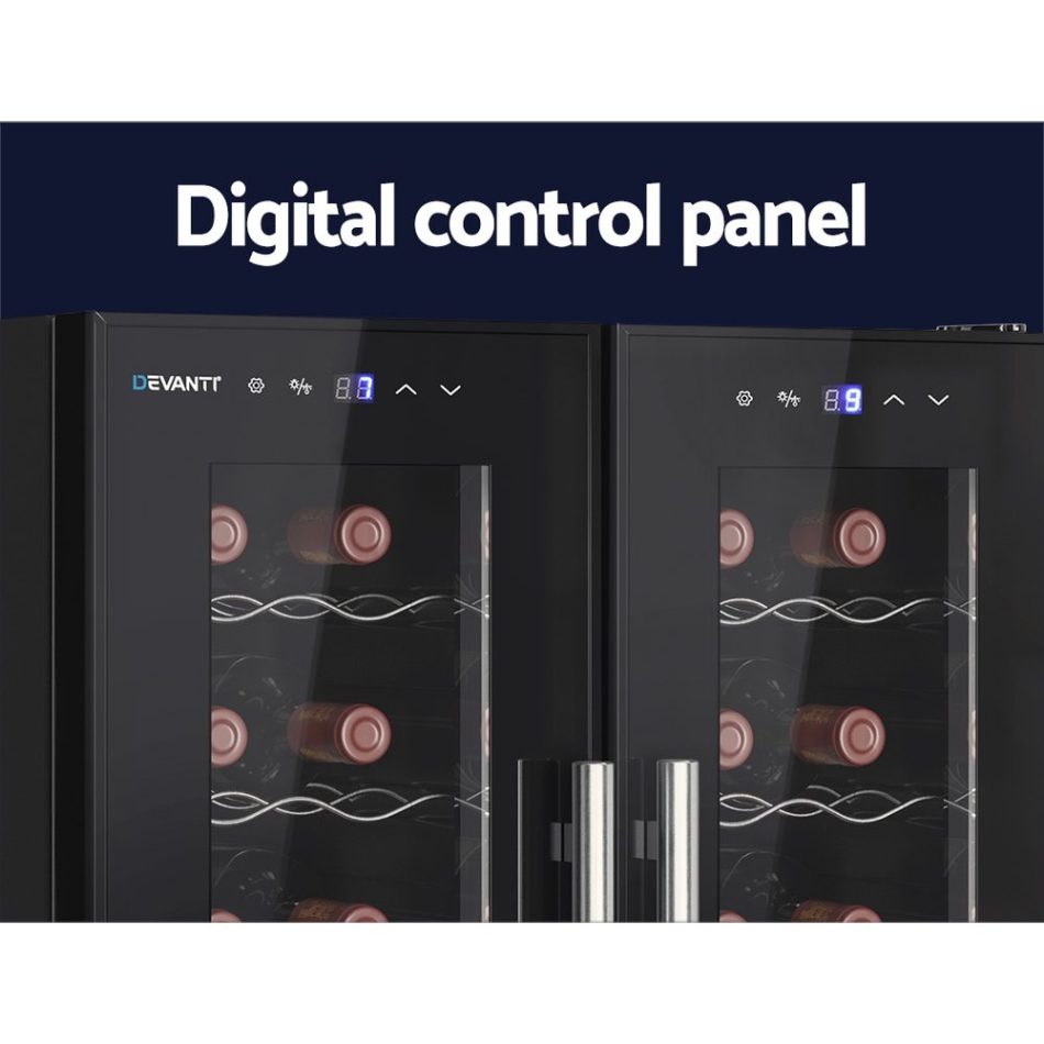 Devanti Wine Fridge Cooler Dual Zone 24 Bottles - Image 5