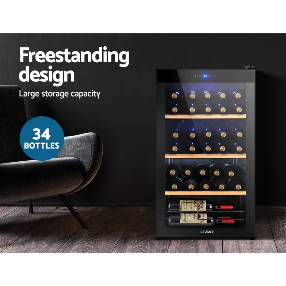Devanti Wine Fridge Cooler 34 Bottles - Image 4