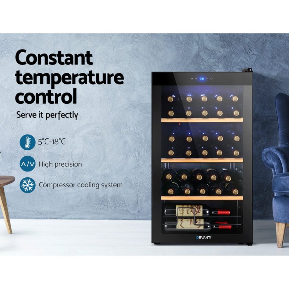 Devanti Wine Fridge Cooler 34 Bottles - Image 6