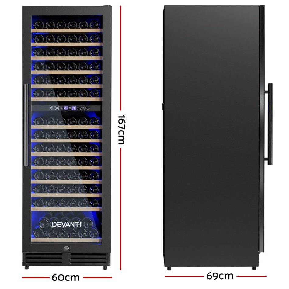 Devanti Wine Fridge Cooler Dual Zone 154 Bottles - Image 2