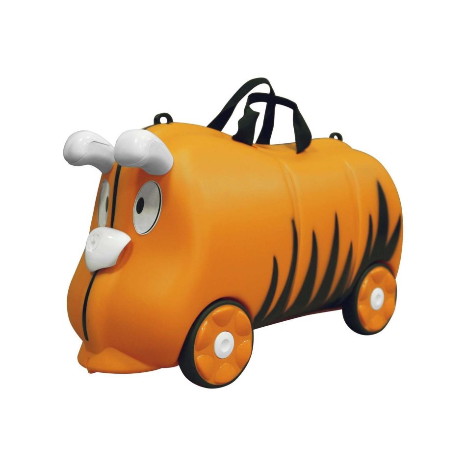 Kids 18L Travel Cabin Luggage w/ Trolley Ride On Wheel Suitcase (Orange) - Image 3