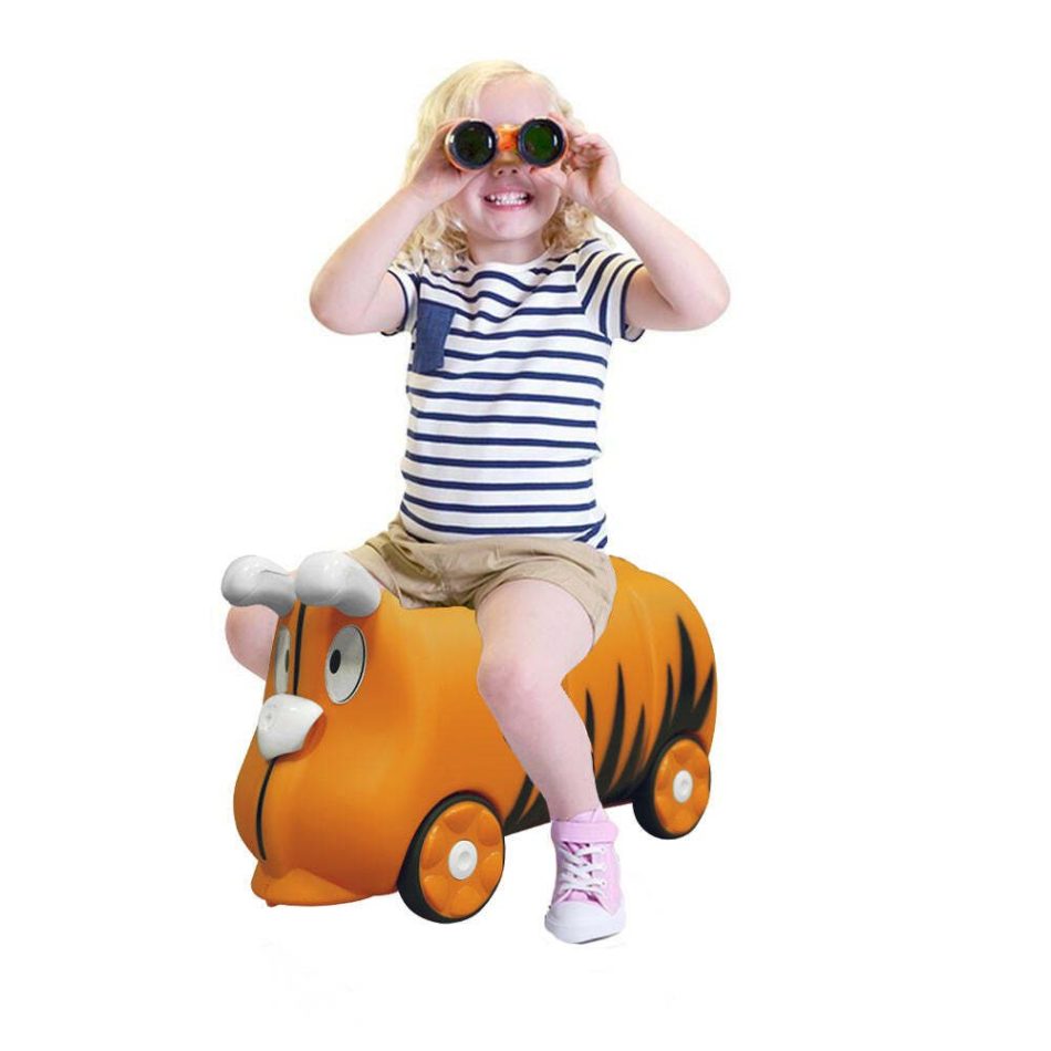 Kids 18L Travel Cabin Luggage w/ Trolley Ride On Wheel Suitcase (Orange) - Image 4