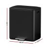 Cefito Pedal Bins Rubbish Bin Dual Compartment Waste Recycle Dustbins 40L Black - Image 2