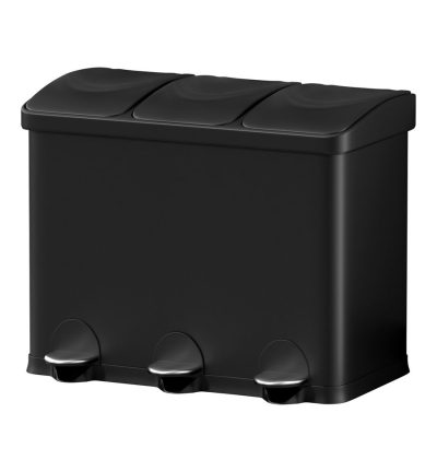Cefito Pedal Bins Rubbish Bin Triple Compartments Waste Recycle Dustbins 45L