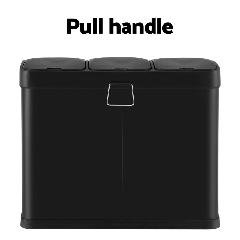 Cefito Pedal Bins Rubbish Bin Triple Compartments Waste Recycle Dustbins 45L - Image 6