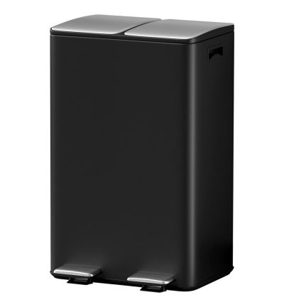 Cefito Pedal Bins Rubbish Bin Dual Compartment Waste Recycle Dustbins 60L Black