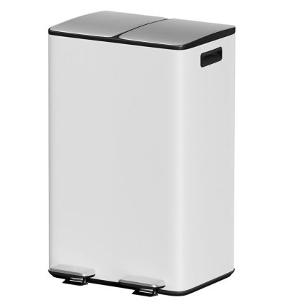 Cefito Pedal Bins Rubbish Bin Dual Compartment Waste Recycle Dustbins 60L White