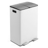 Cefito Pedal Bins Rubbish Bin Dual Compartment Waste Recycle Dustbins 60L White - Image 3