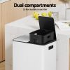 Cefito Pedal Bins Rubbish Bin Dual Compartment Waste Recycle Dustbins 60L White - Image 4