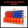 30 Bins Tool Storage Wall Mounted Organiser Parts Garage Workshop Box Heavy Duty - Image 3