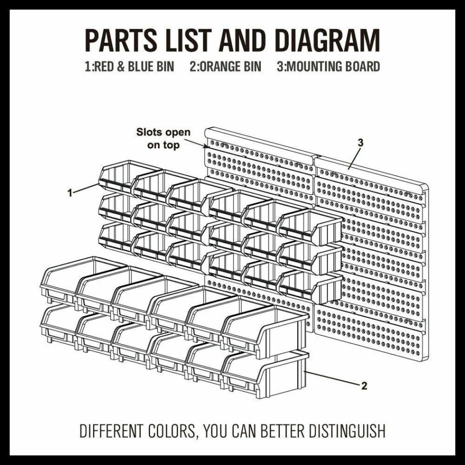 30 Bins Tool Storage Wall Mounted Organiser Parts Garage Workshop Box Heavy Duty - Image 9