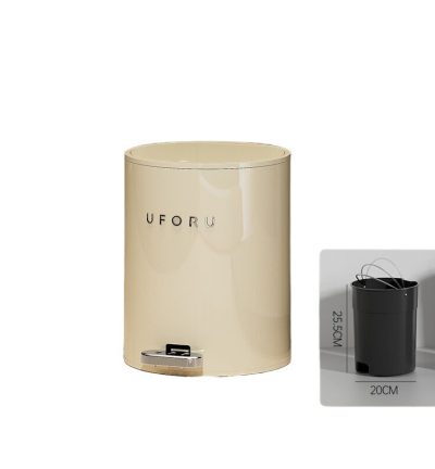 Cream white round (iron) double open trash can 9 liters 22.5cm * 28cm (inner container 20 * 25.5)