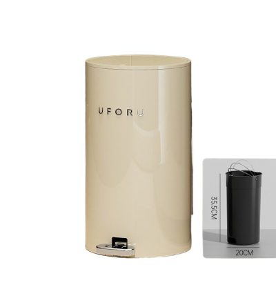 Cream white round (iron) double open trash can 15 liters 22.5cm * 39cm (inner container 20 * 35.5)