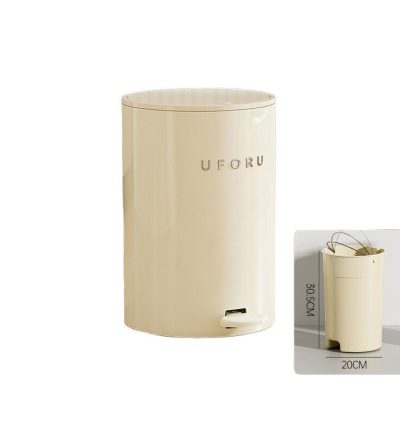 Cream white circular (plastic) double open trash can 12 liters 22.5cm * 33.5cm (inner container 20 * 30.5)