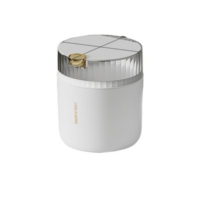 White desktop trash can (standard with one roll of garbage bag) 14cm * 15cm (including button) * 16cm