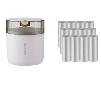 White desktop garbage bin (standard 12 roll garbage bag) 14cm * 15cm (including button) * 16cm