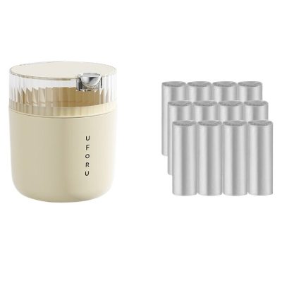 Cream white desktop garbage bin (standard 12 roll garbage bag) 14cm * 15cm (including button) * 16cm