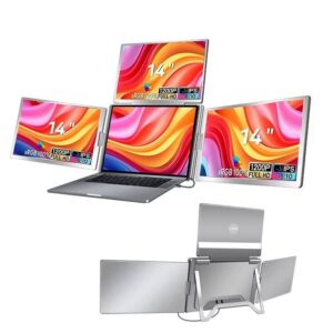 14 Inch Portable Quad Screen Extender for Laptop FHD+ 1200p (USB4-C Thunderbolt 1 cable connection) - Freestanding