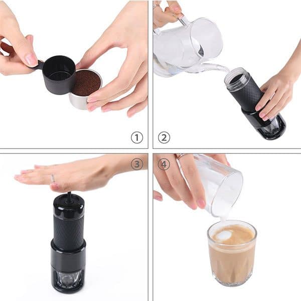 STARESSO Coffee Maker Red Dot Award Winner Portable Espresso Cappuccino Quick Cold Brew Manual Coffee Maker Machines All in One - Pink - Image 5