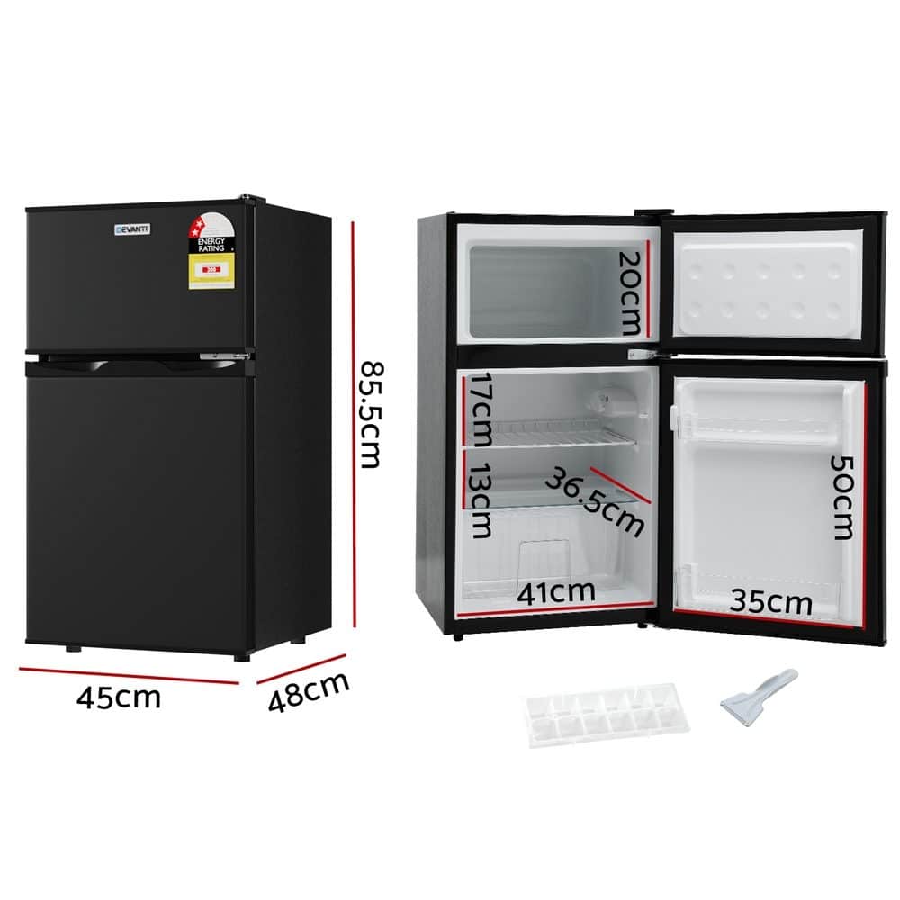 Devanti 80L Bar Fridge Mini Freezer Refrigerator Black - Image 2