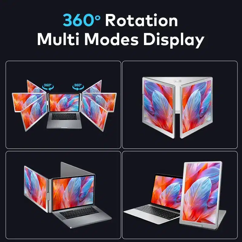 16 inch Portable Triple Screen Extender for laptop FHD+ 1200p (USB4-C Thunderbolt 1 cable connection) - Freestanding - Image 4
